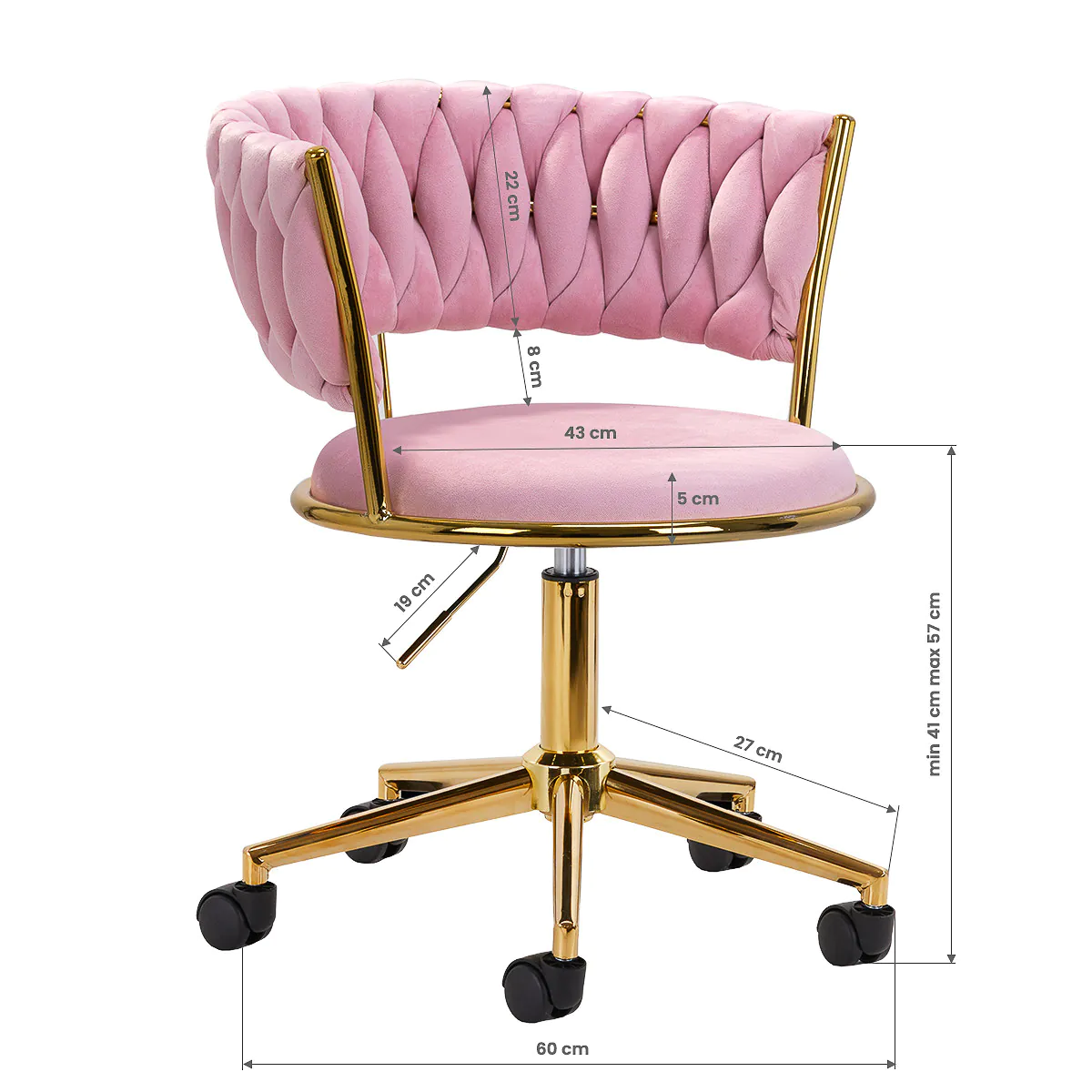 4Rico Swivel Chair QS-GW01G Pink - Image 2