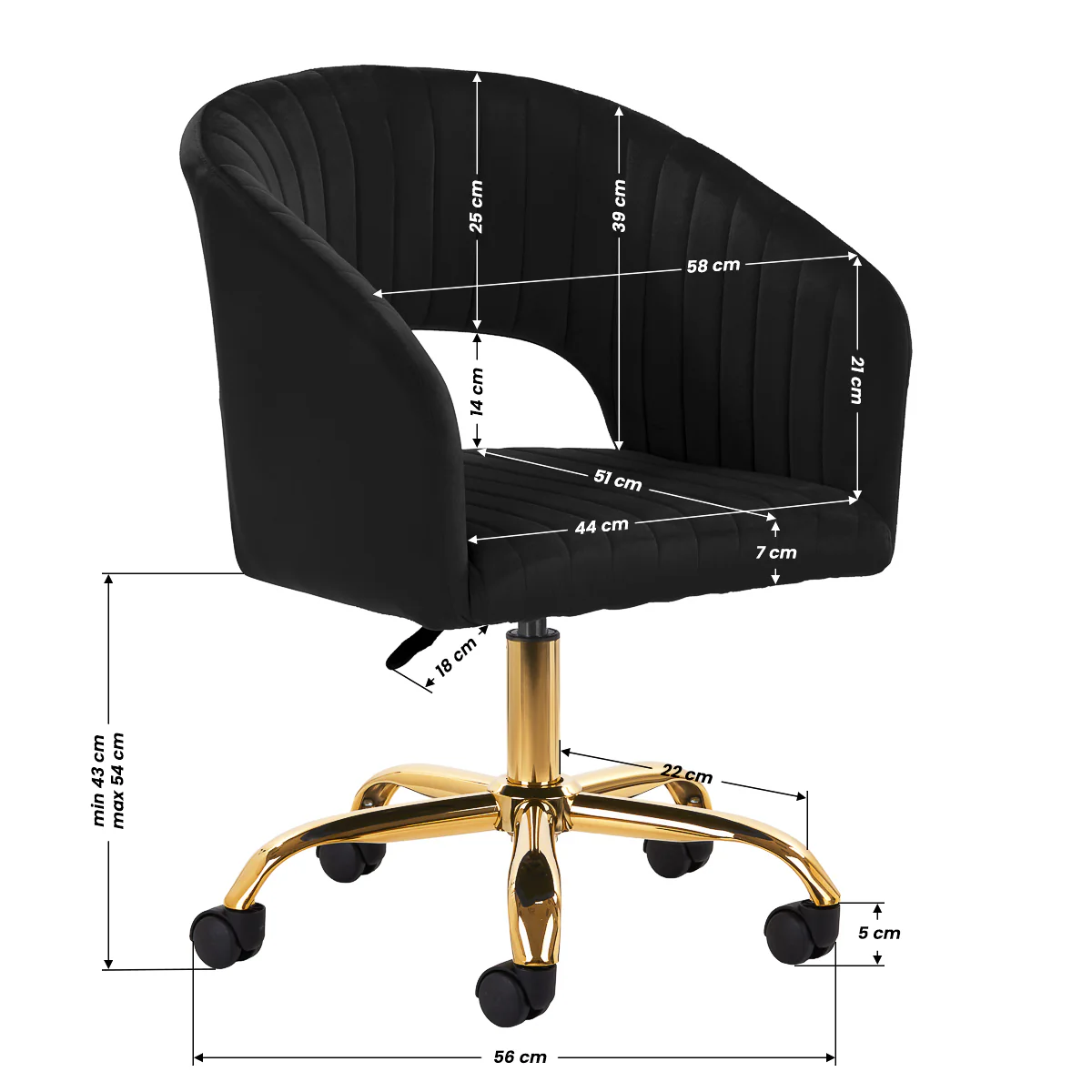 4Rico Swivel Chair QS-OF212G Black - Image 5