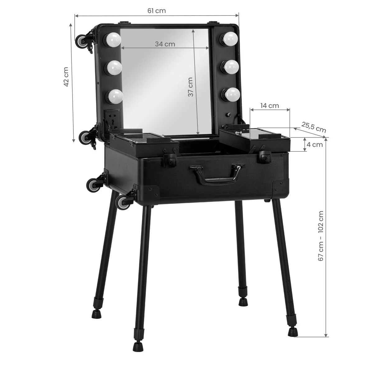 ActiveShop Case Portable Makeup Stand T-27 Black - Image 2