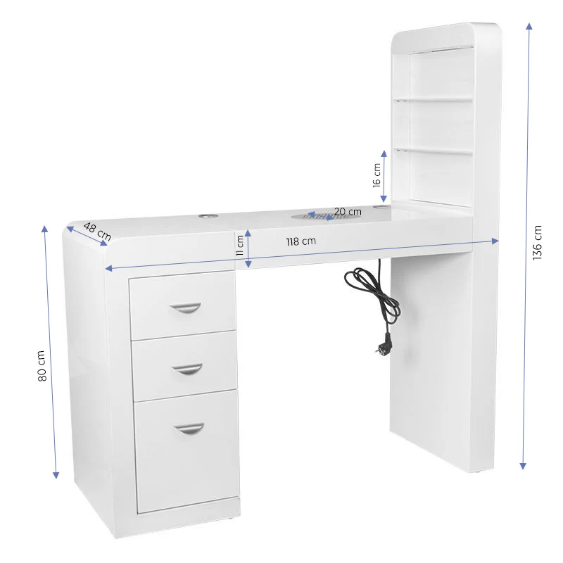 ActiveShop White Beauty Desk 310 with Built-In Absorber Left - Image 3