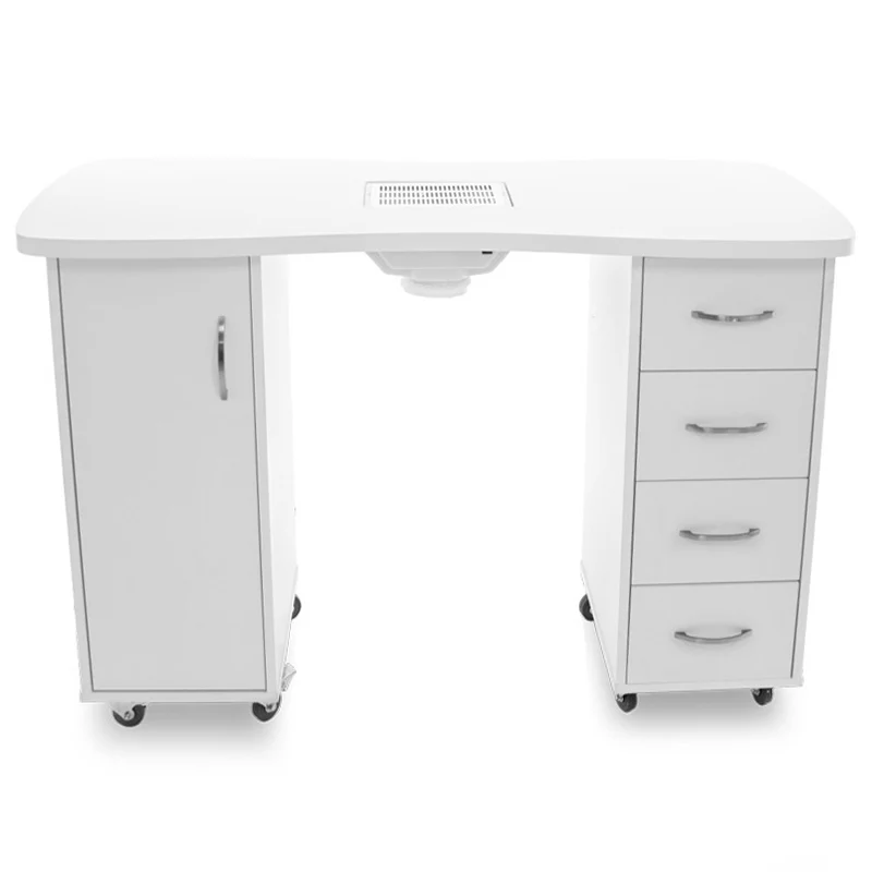 ActiveShop White Desk 2027 with Dual Cabinets & Built-In Absorber