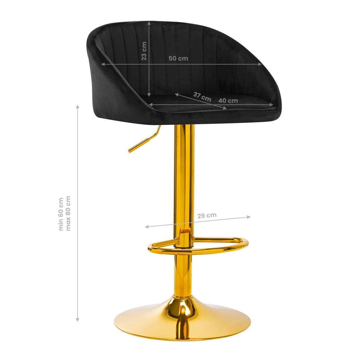 Bar stool QS-B16G VELVET BLACK - Image 2