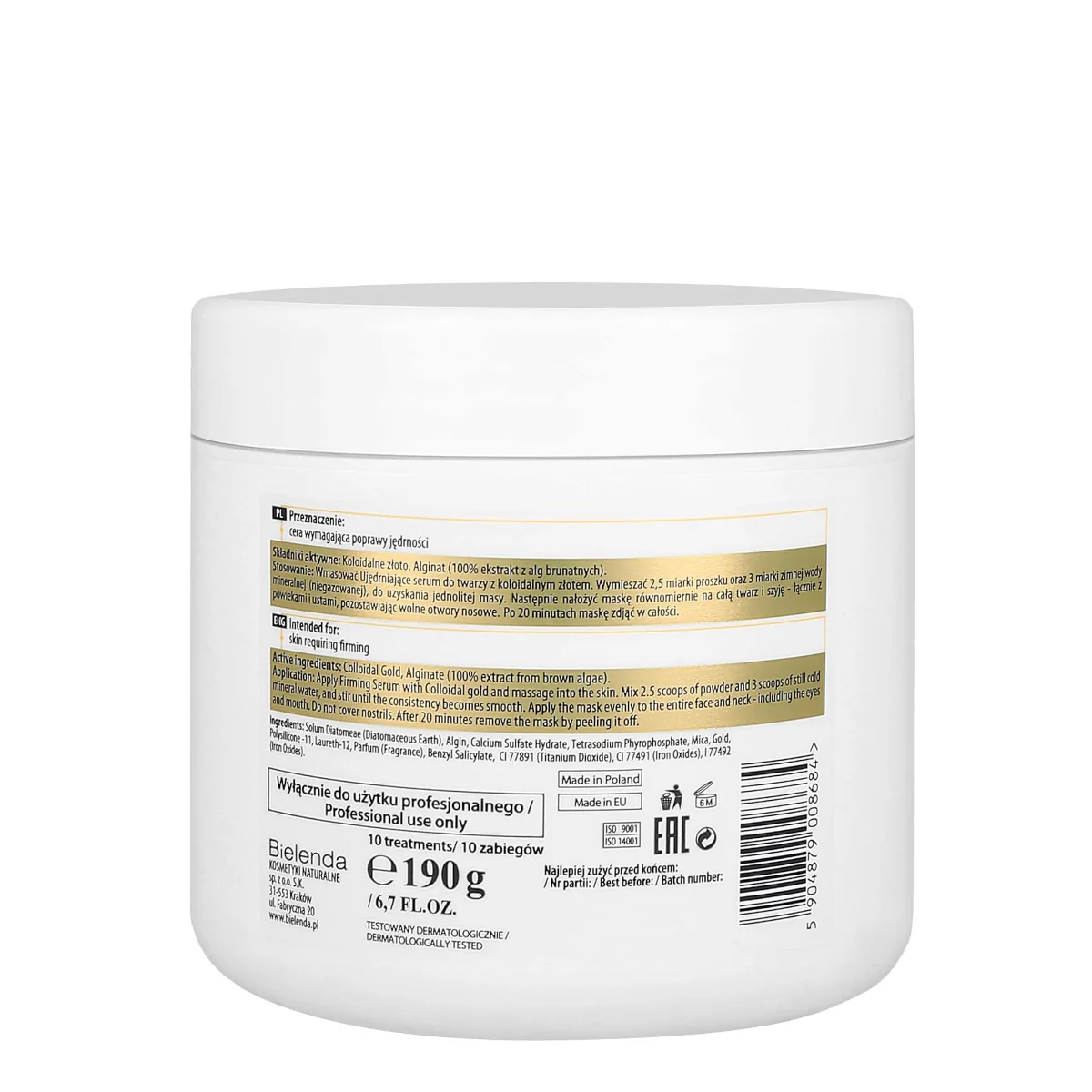 Bielenda Professional Algae Face Mask with Colloidal Gold - Image 2