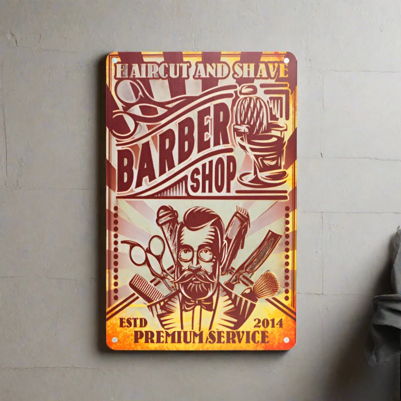 Decorative Plaque for Barber Shop B073 'Premium Service Est.2014' - Image 2