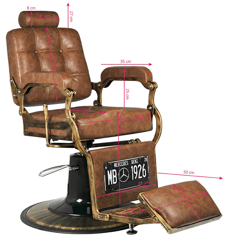 Gabbiano Barber Chair Boss Old Leather Light Brown - Image 2