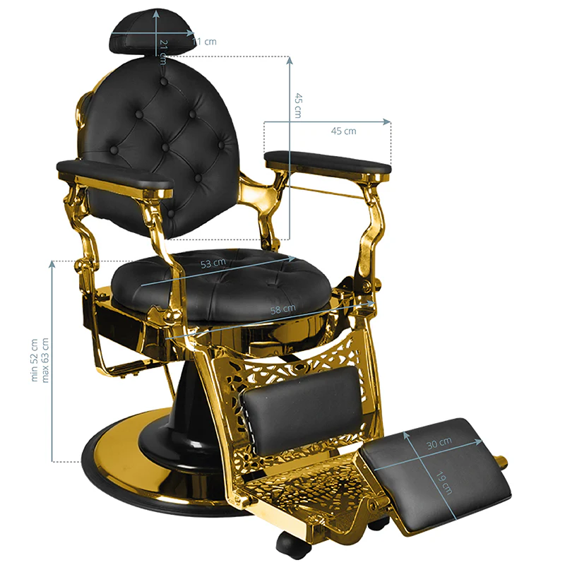 Gabbiano barber chair giulio gold black - Image 2