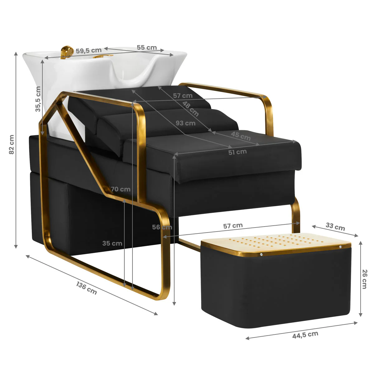 Gabbiano Hair Wash Unit Emma Black Gold - Image 7