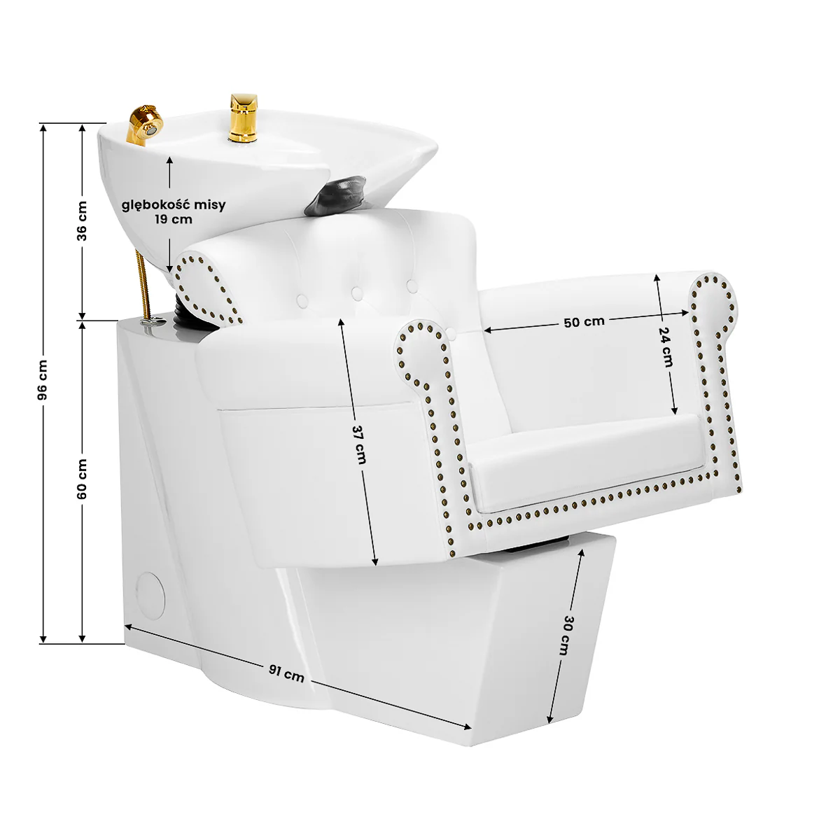 Gabbiano Hairdressing Backwash Unit Berlin Gold & White - Image 6