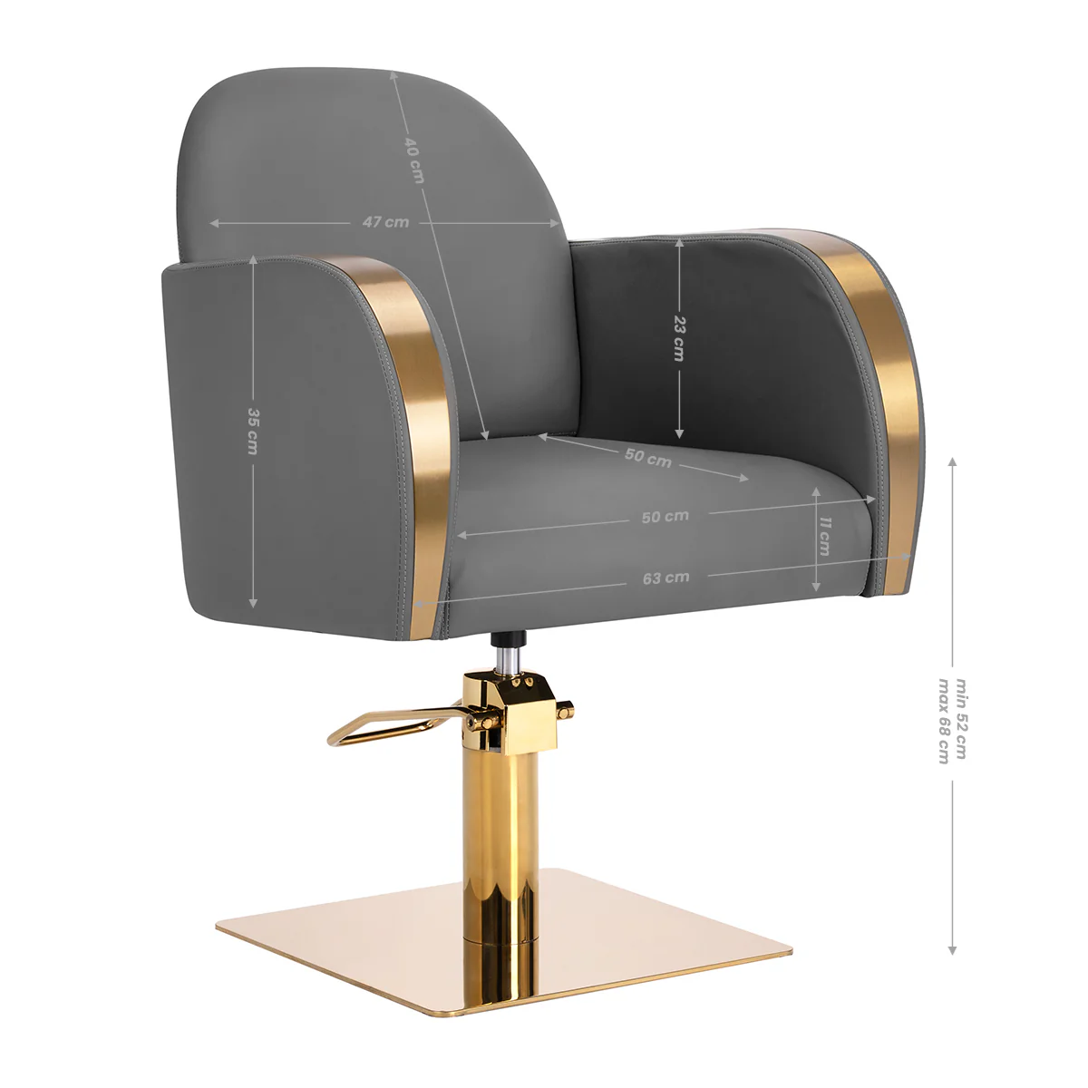 Gabbiano hairdressing chair Malaga gold grey - Image 2