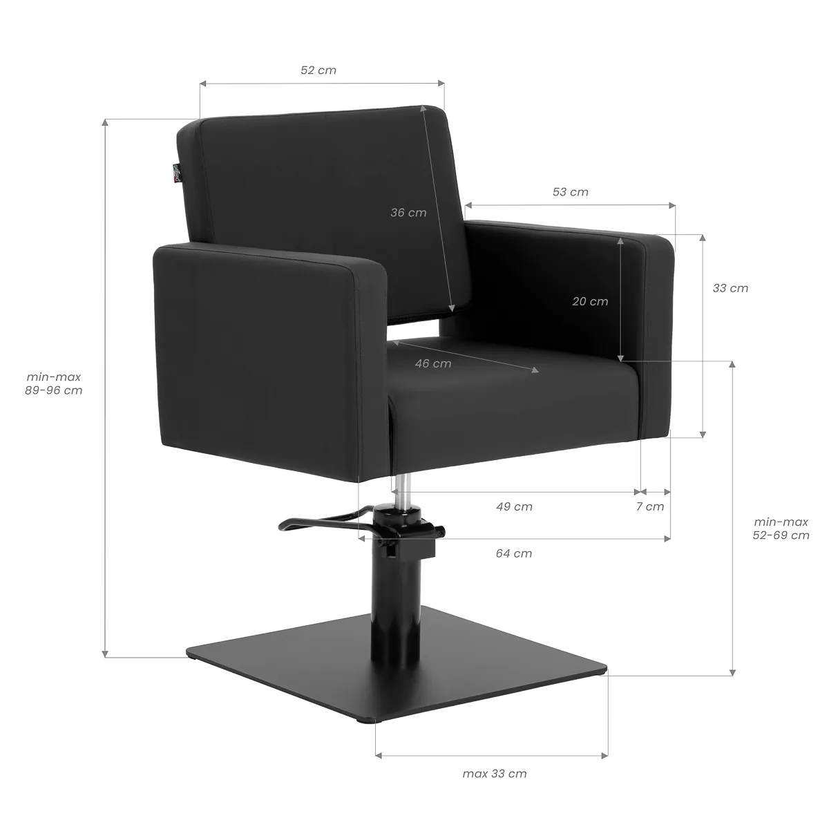 Gabbiano Hairdressing Chair Vitoria Black - Image 5