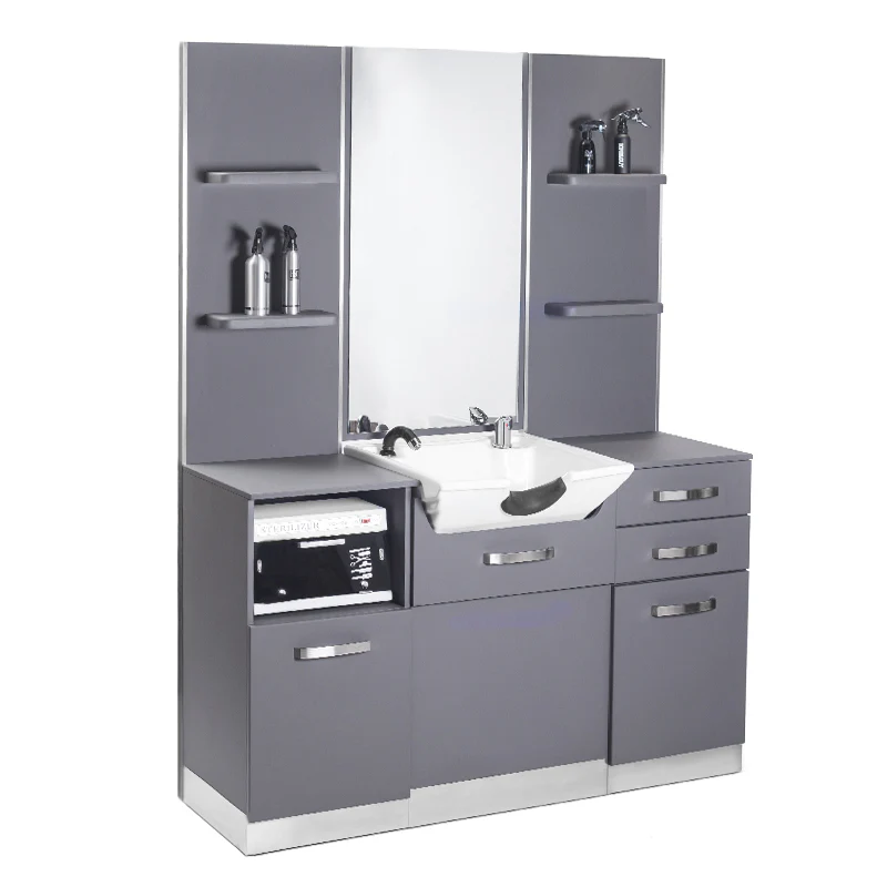 Gabbiano Hairdressing Console with Wash Basin B085 Grey