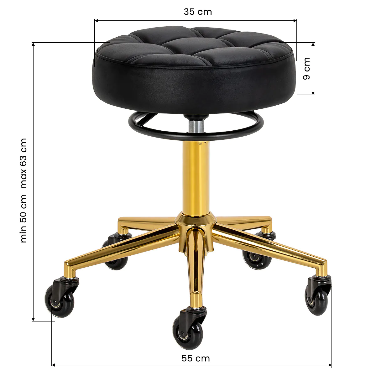 Gabbiano Hairdressing Stool Golden Black D054G - Image 2