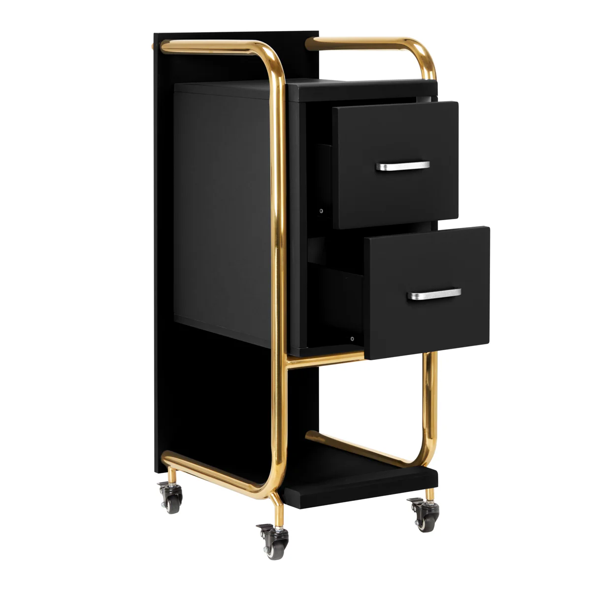 Gabbiano Hairdressing Trolley Assistant Solo Gold – Black - Image 2