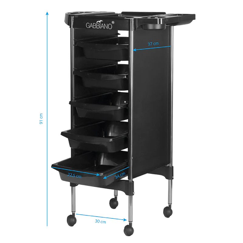 Gabbiano hairdressing trolley fx11-5 black - Image 2