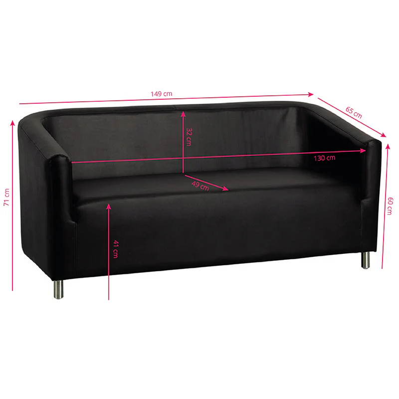 Gabbiano Waiting Room Sofa M021 Black - Image 2