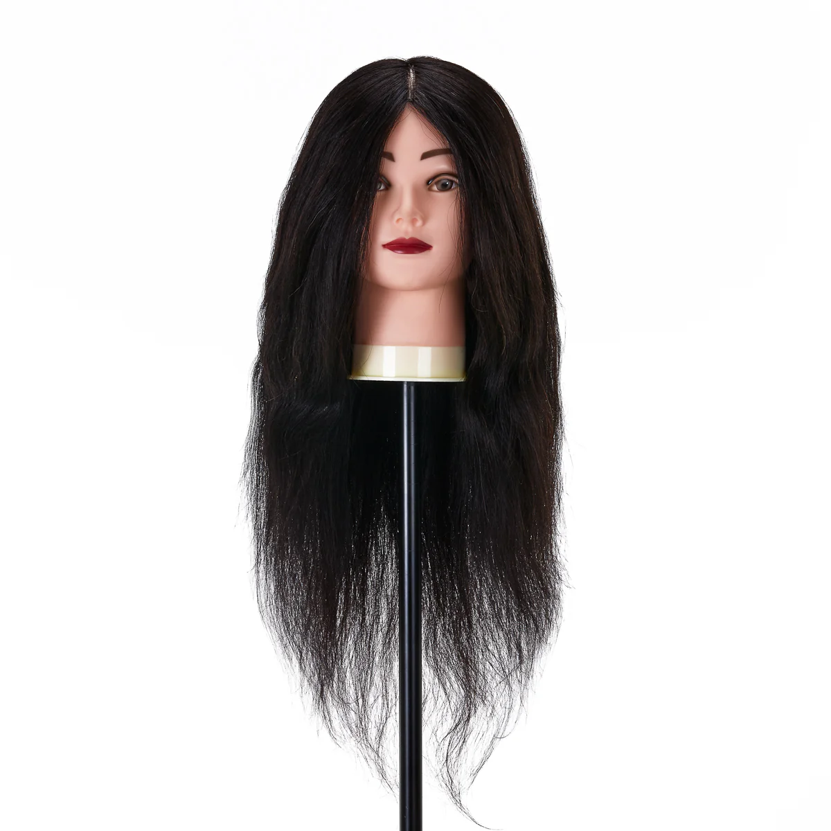 Gabbiano WZ1 Hairdressing Training Head, Natural Hair, Colour 1#, Length 20" - Image 5