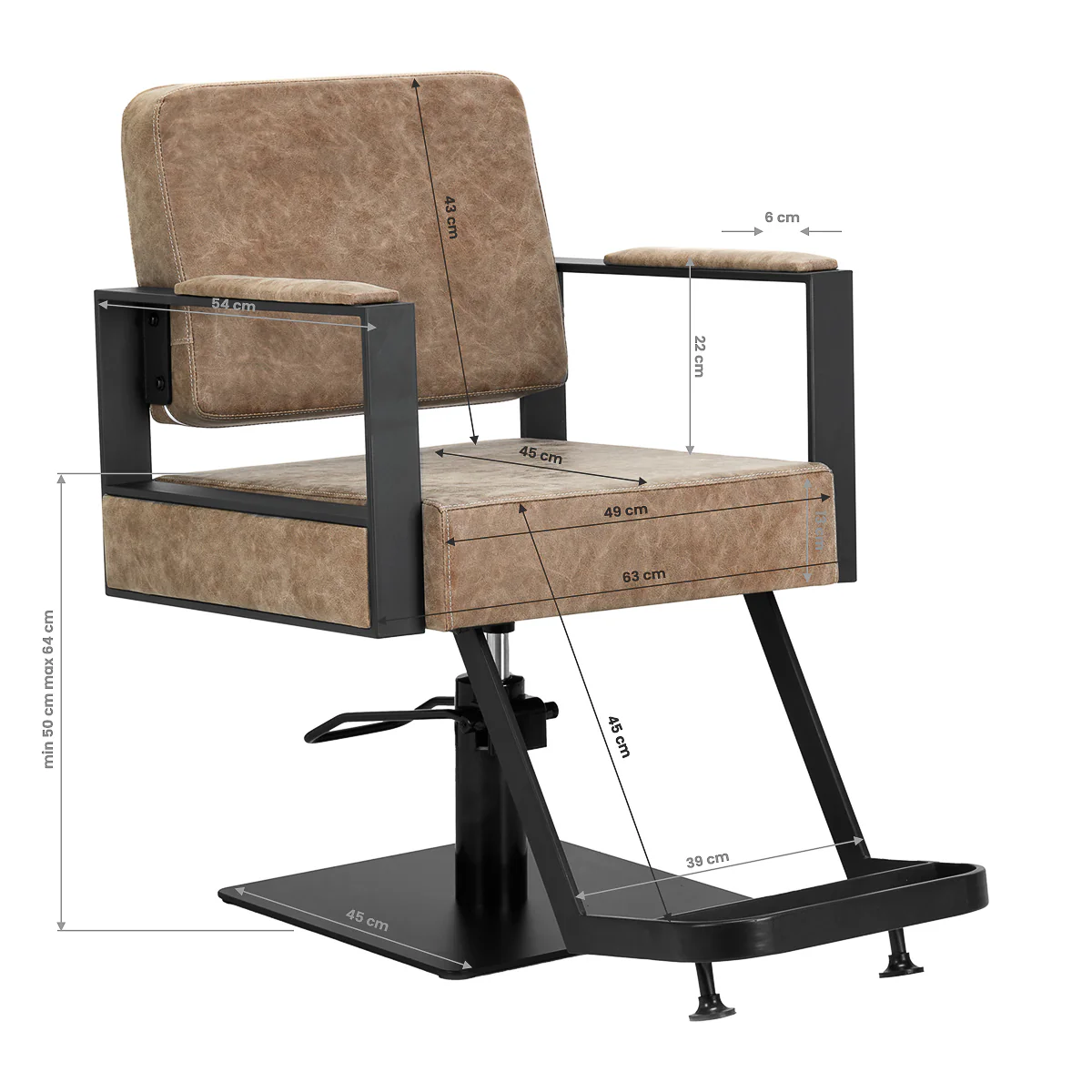 Hairdressing Chair Gabbiano Modena Old Brown - Image 2