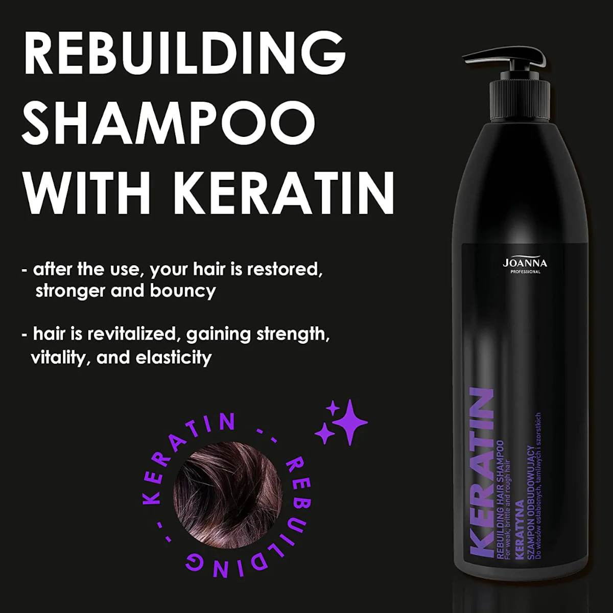 Joanna Professional Keratin Rebuilding Shampoo for Weak & Brittle Hair - Image 2
