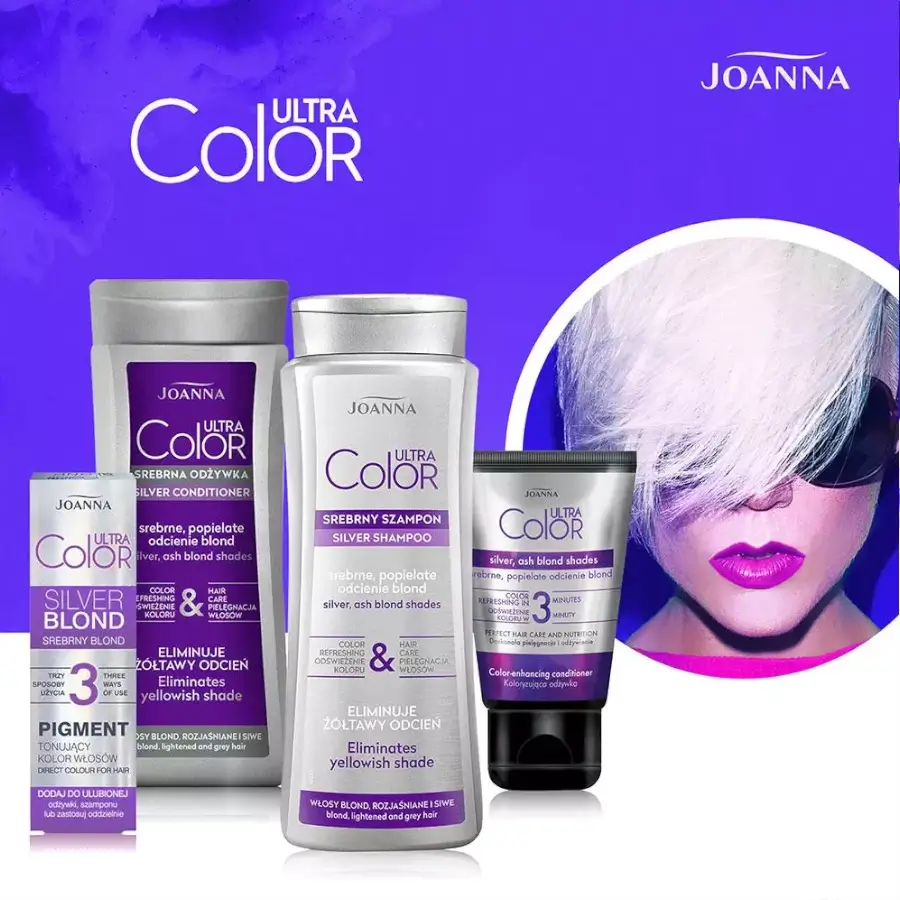 Joanna Ultra Color Silver Hair Shampoo Eliminate Yellow Shade - Image 2