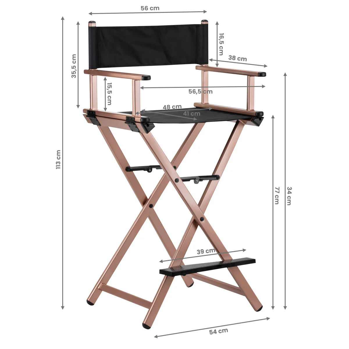 ActiveShop Make-up Chair Aluminum Rose Gold - Image 2