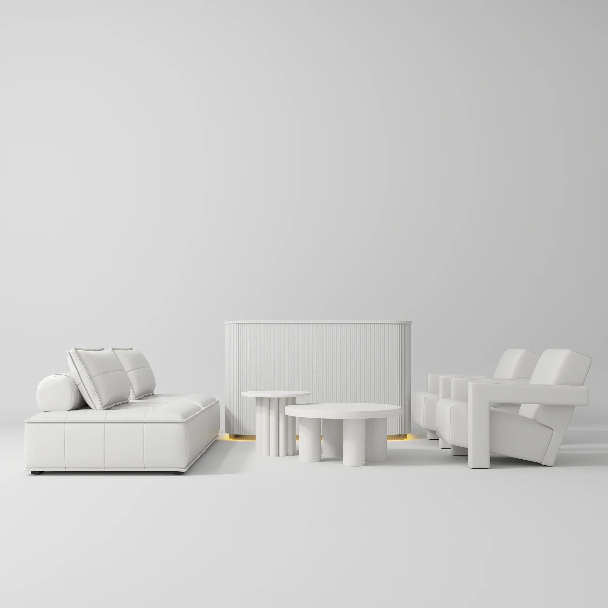 Manufakturo Complete Set 02 Reception Area - Chair & Sofa for Luxury Salon Waiting Area White