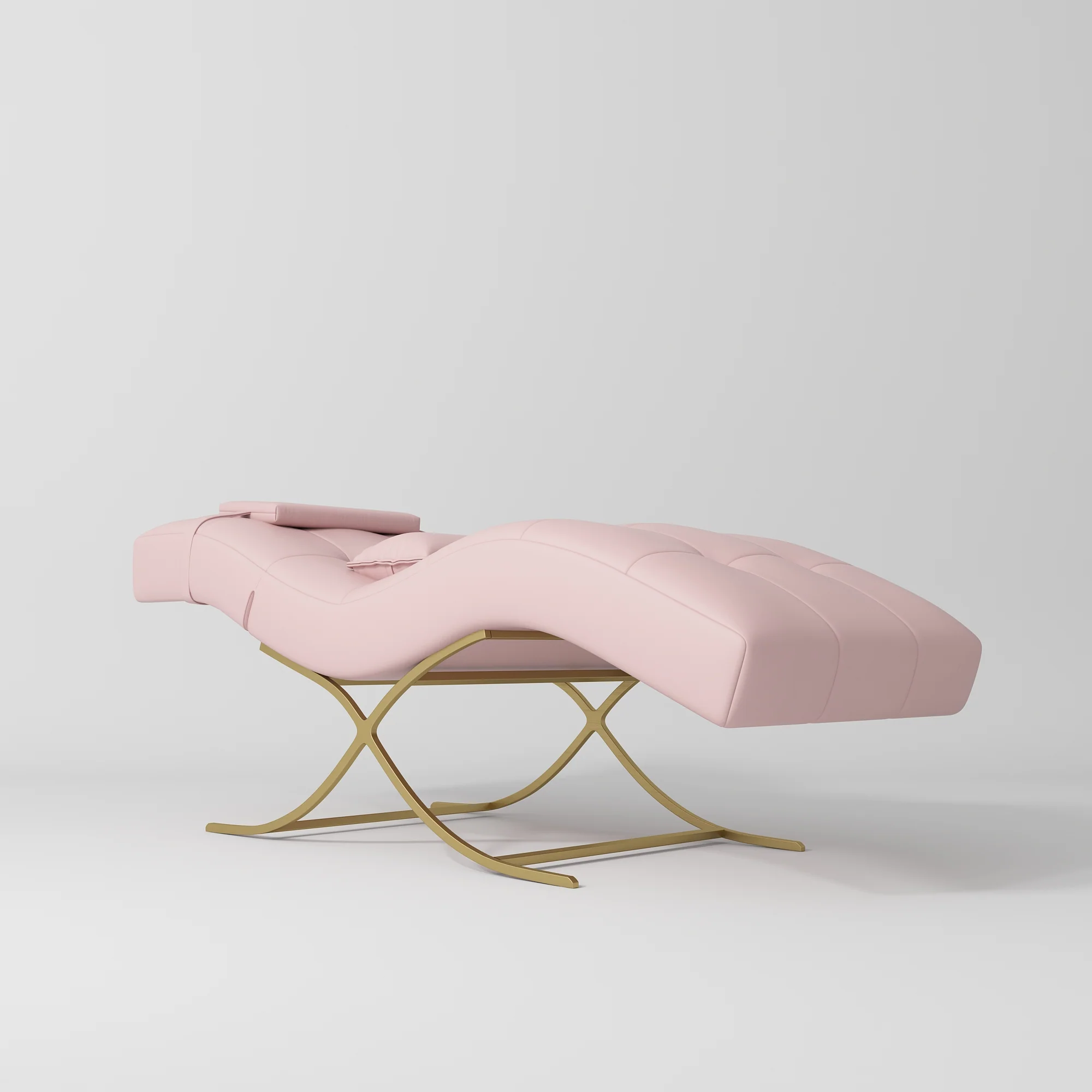 Manufakturo Elegance Lash Bed – Gold Frame & Adjustable Headrest Bare Blush
