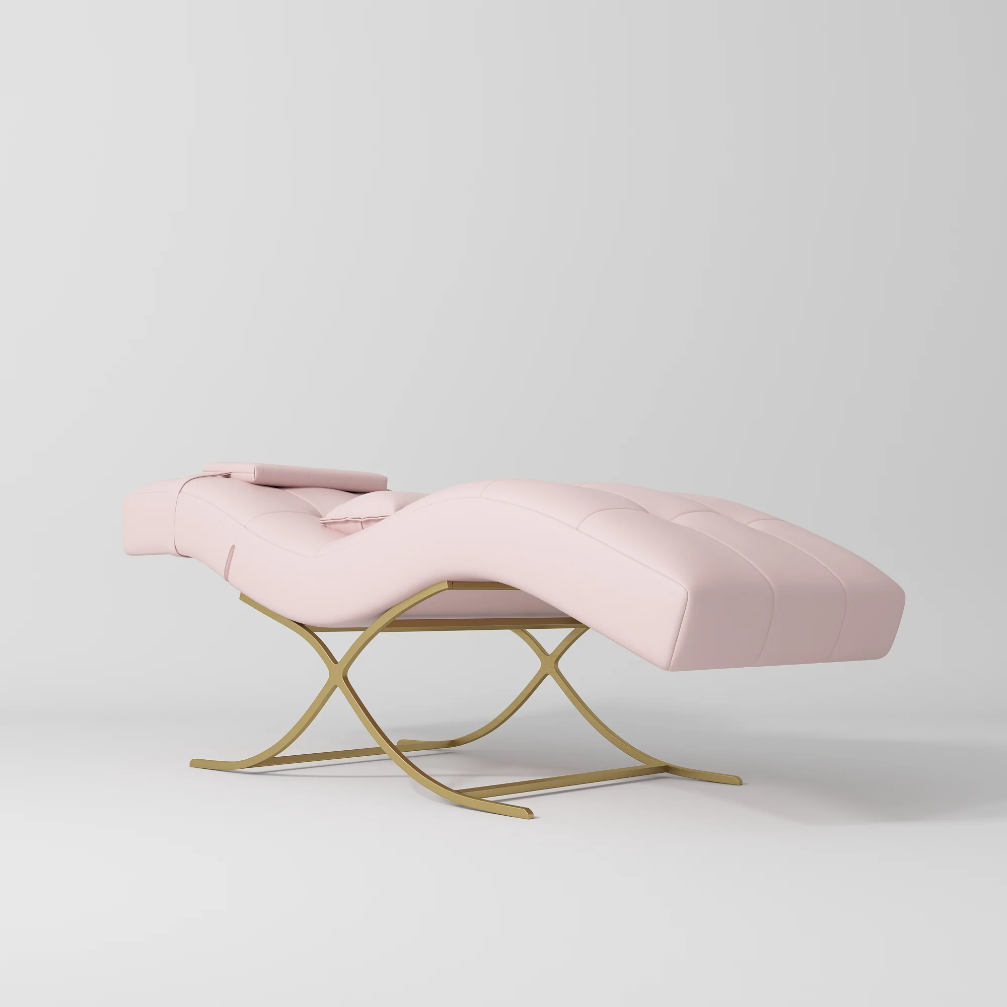 Manufakturo Elegance Lash Bed – Gold Frame & Adjustable Headrest Light Pink