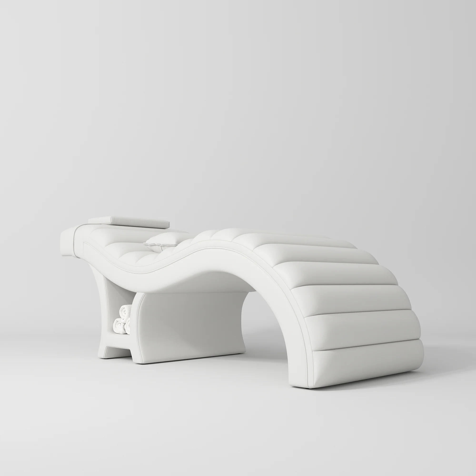 Manufakturo Luxe Eyelash Bed – Contoured Spa Couch with Towel Storage White