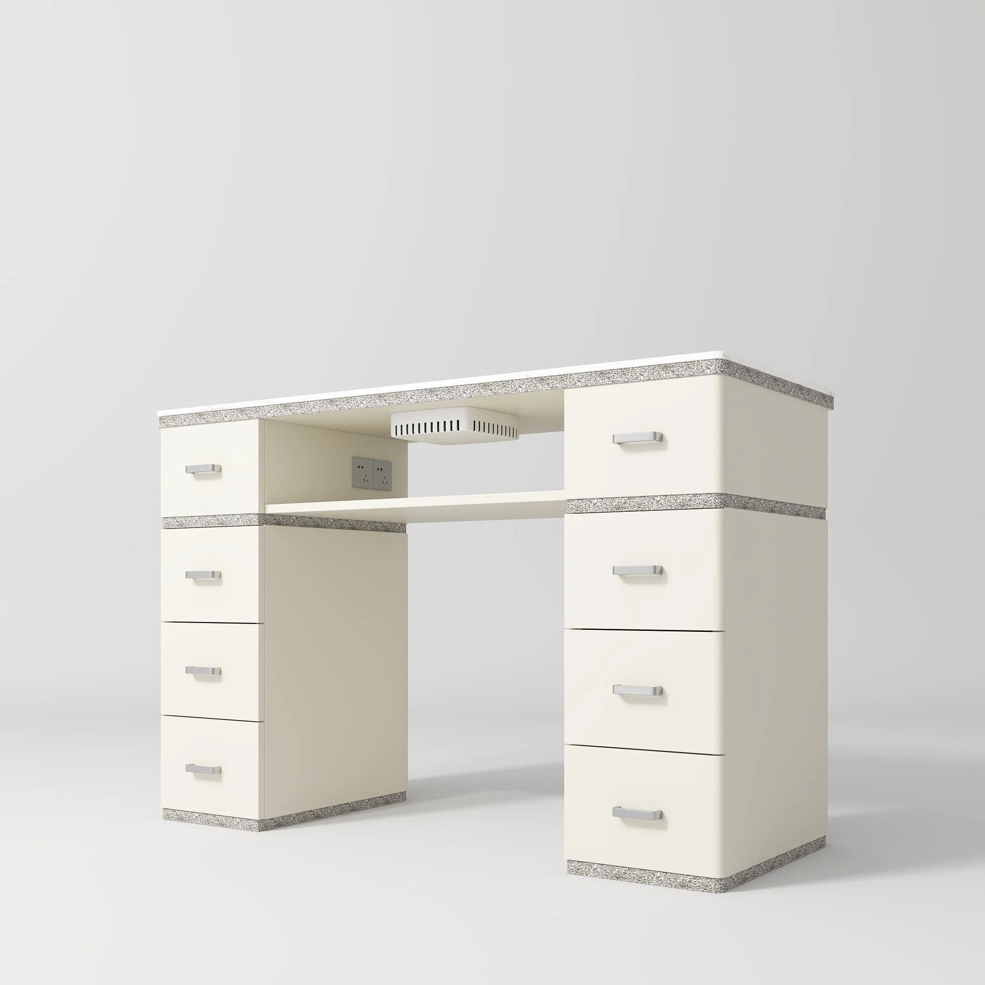 Manufakturo Manicure Table Crystal Touch with Build-in Dust Absorber Creamy