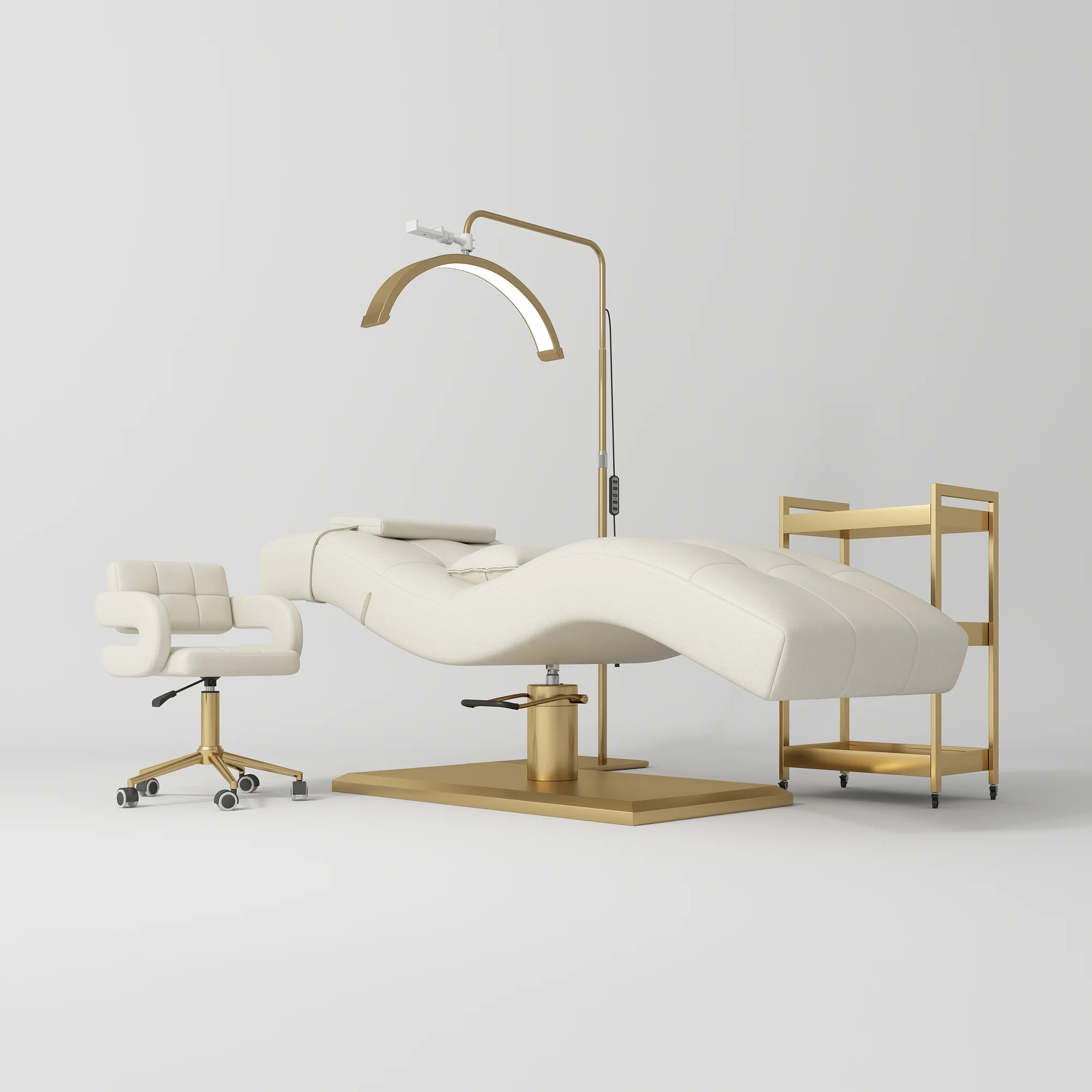 Manufakturo Prestige Creamy The Complete Studio Set - Lash Bed, Chair, Moonlight & Trolley