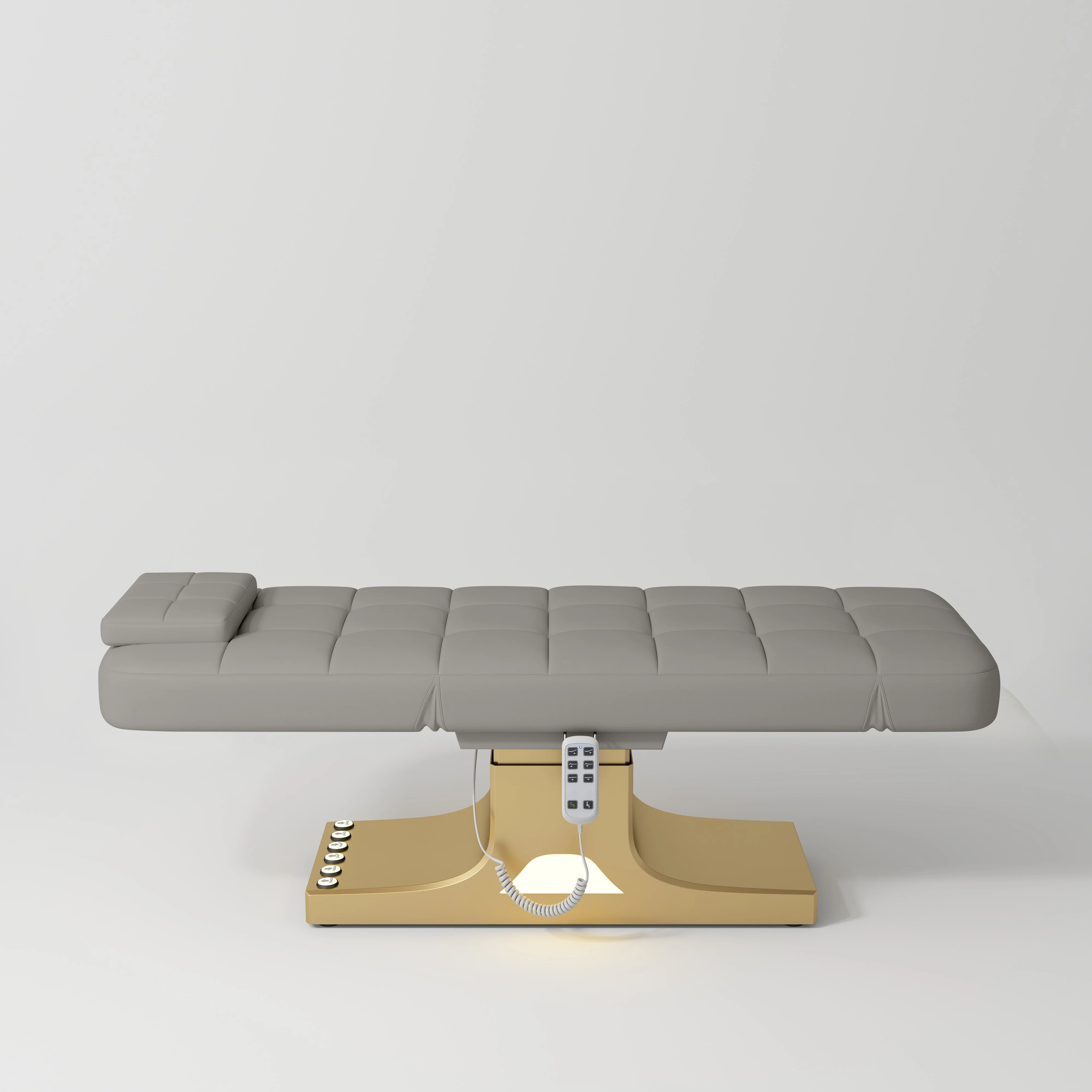 Manufakturo Saphir version A Pearl Greige – 4-Piece Beauty Studio Set: Luxury Bed, Chair, Lamp & Trolley - Image 3