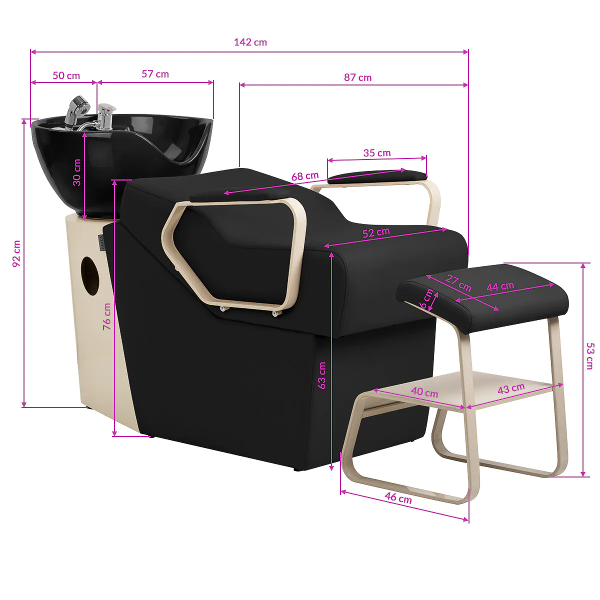 Omega Hairdressing Backwash Unit Marina Black - Image 14