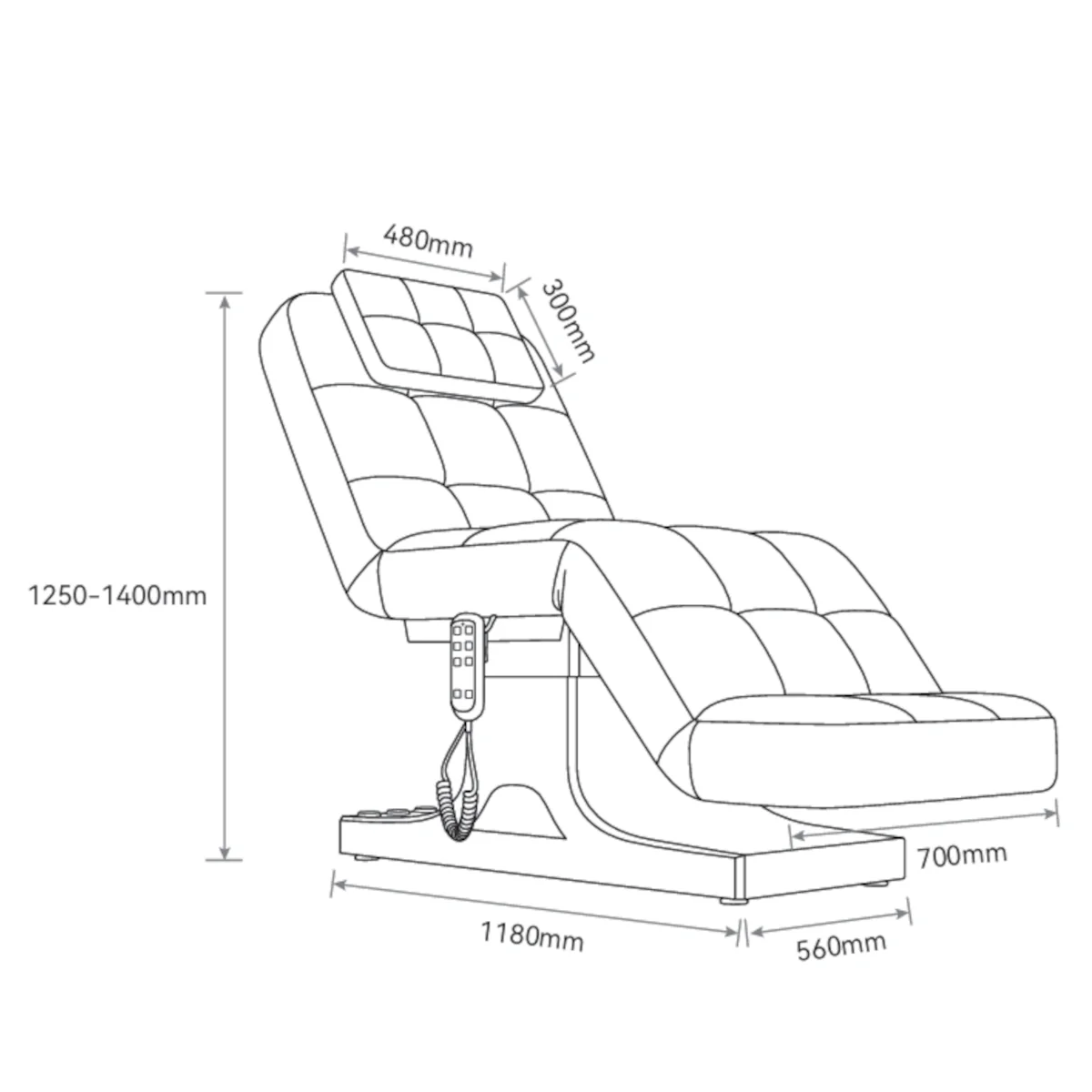 OUTLET Manufakturo Saphir version A Luxury Electric Lash Beauty Bed - Hand & Foot Controls Deep Ash - Image 7