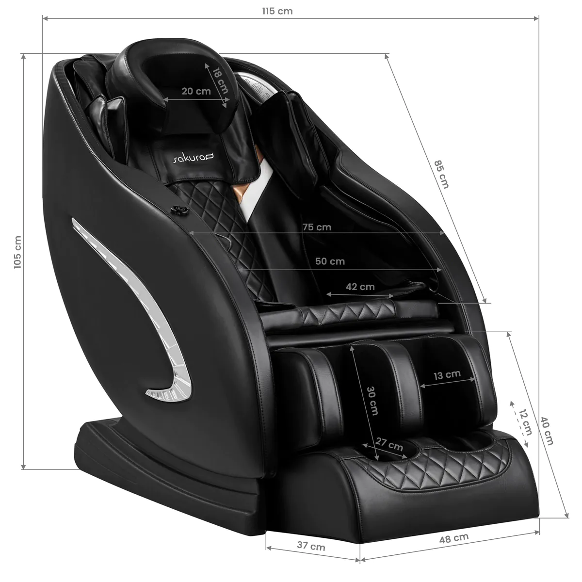 Sakura massage chair Classic 305 black - Image 17