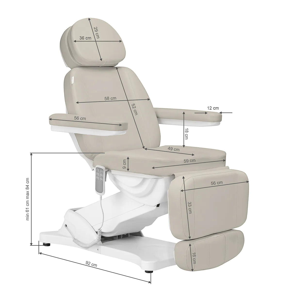 Sillon Electric Cosmetic Chair Classic 3 Motors Sea Salt - Image 4